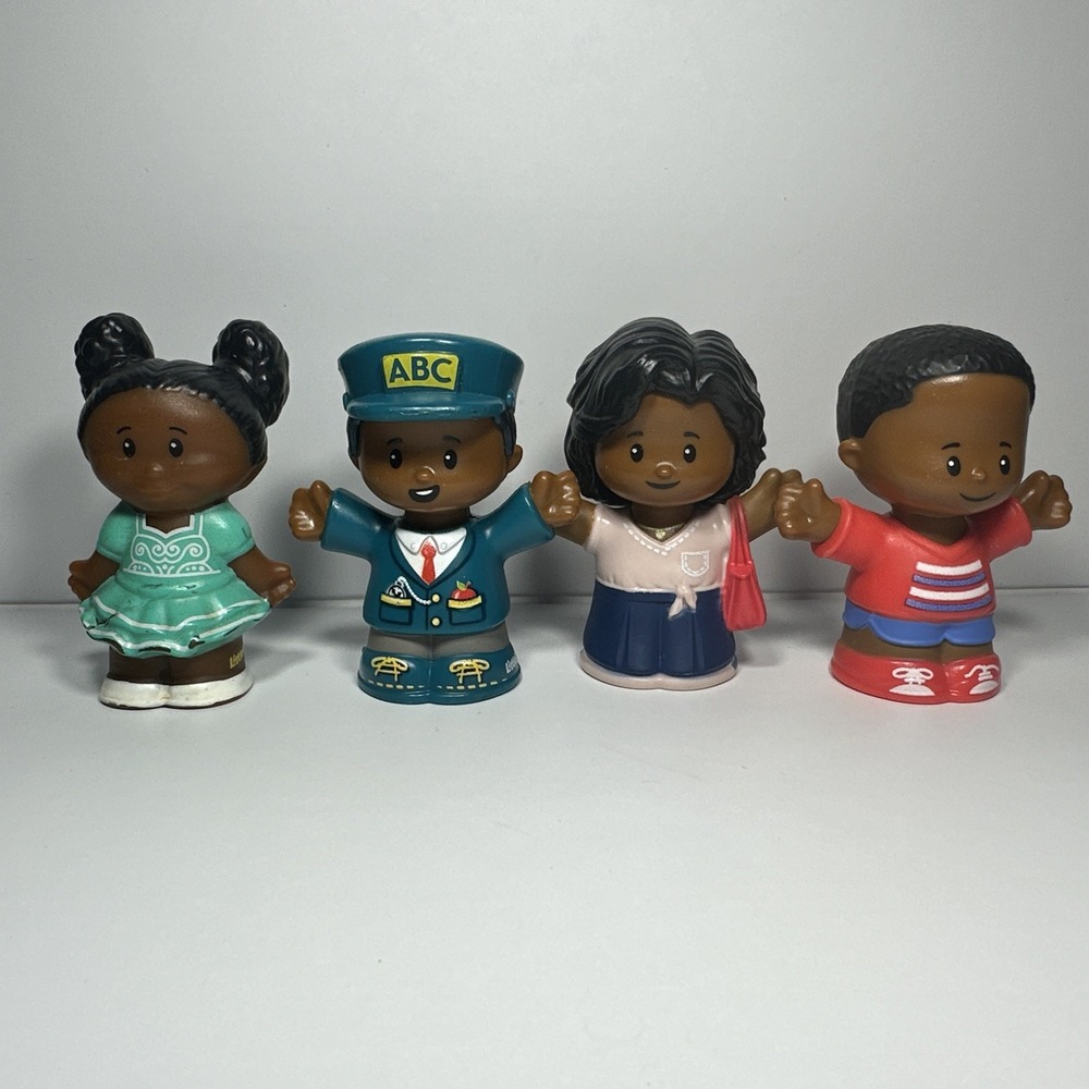 Fisher Price Little People Lot 4 African American AA Figures Boy Girl Toy Set